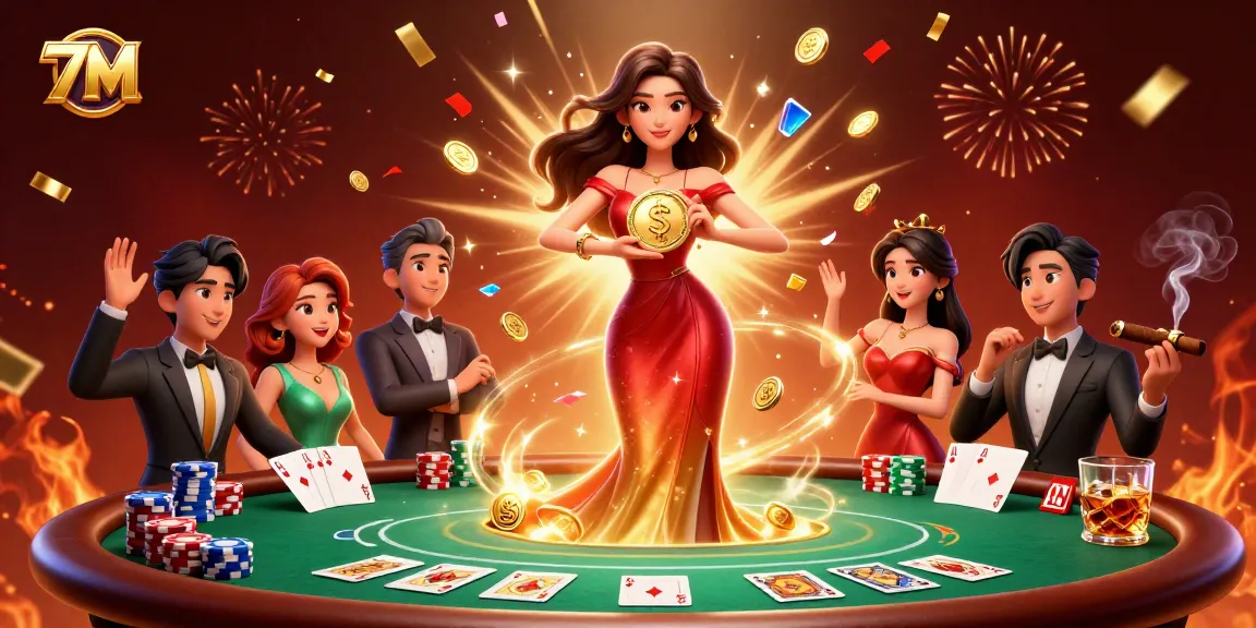 Join the excitement with 7M's casino visuals, showcasing winning moments and vibrant game elements.