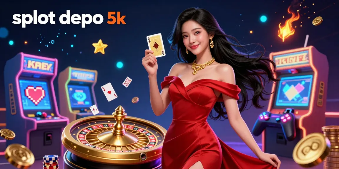 Experience exciting gameplay with slot depo 5k while surrounded by vibrant casino elements in a dynamic 3D illustration.