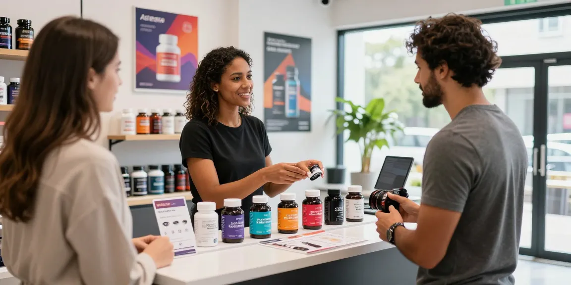 Shopping at Astera Shop for quality lab-tested steroids with knowledgeable staff assisting customers.