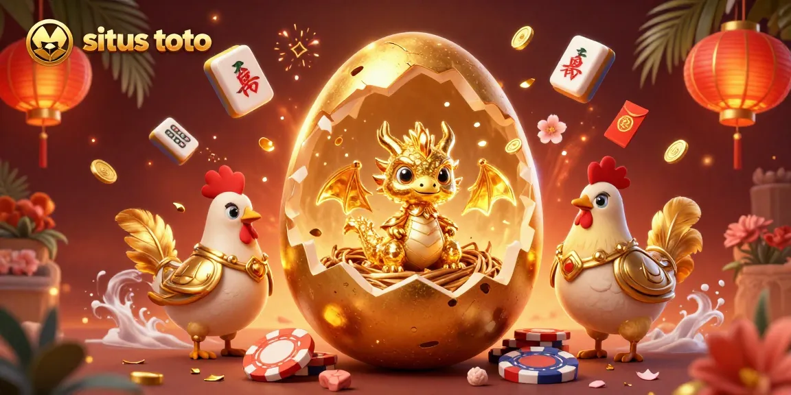 Engage in exciting situs toto gaming with a vivid 3D scene showcasing a golden dragon and poker chips.