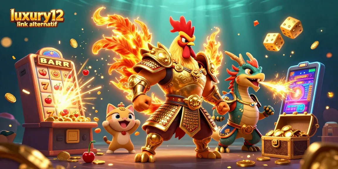 Engage in rich casino adventures with luxury12 link alternatif's vibrant 3D illustration of epic characters and slots.