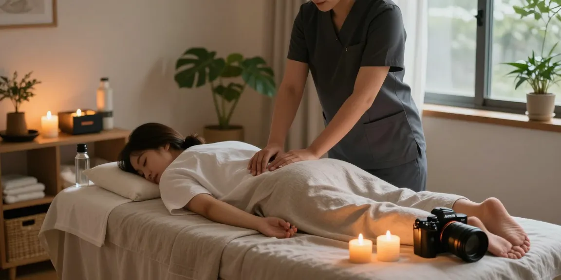 서울출장마사지 therapy session in a cozy home spa with calming ambiance.