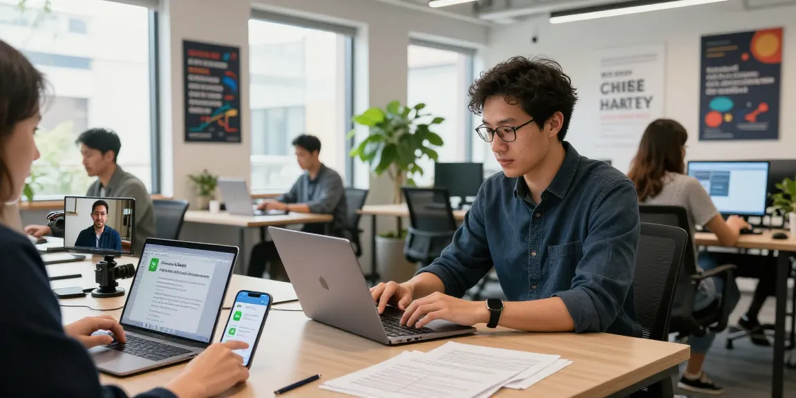 Expats exploring Telegram China alternatives while collaborating in a modern workspace.