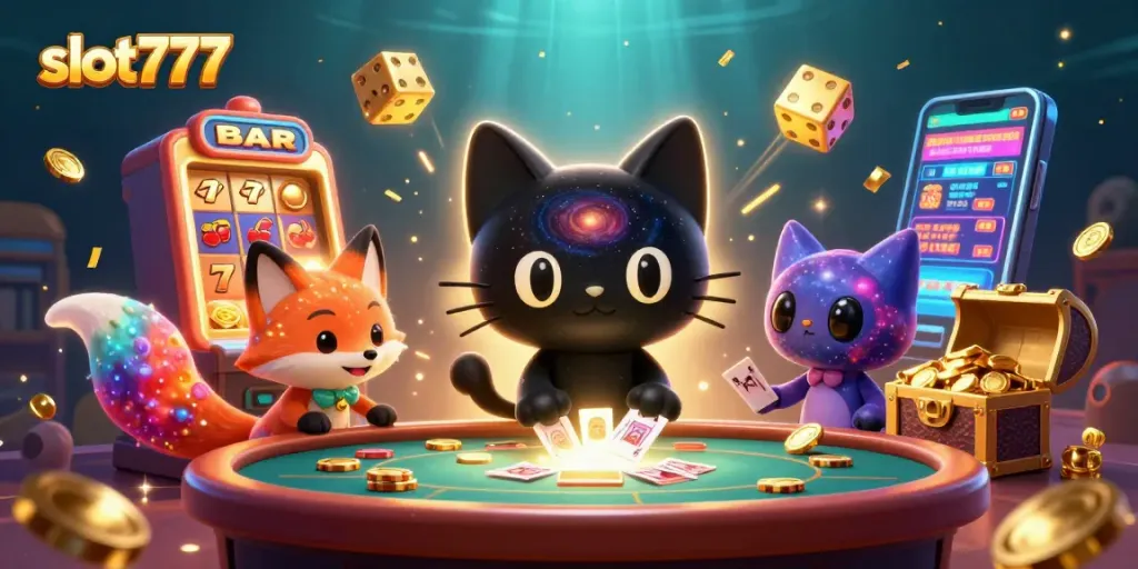 Menangkan jackpot slot777 dengan pengalaman bermain mengikuti karakter kucing hitam 3D dan teman rubah nebula yang mengasyikkan.
