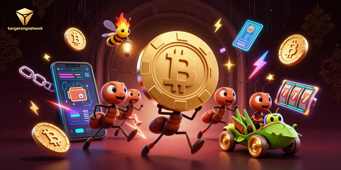 tangerangnetwork menghadirkan ant-ante 3D beraksi di kasino dengan poker chip emas dan elemen slot yang menarik