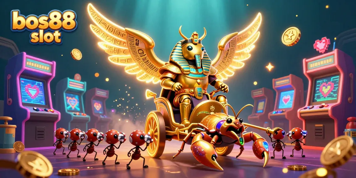 Experience exhilarating gameplay with bos88 slot, surrounded by vibrant game elements in this captivating 3D illustration.
