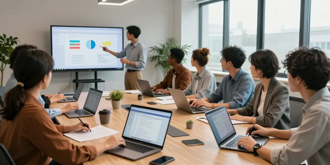 Team collaboration using WPS下载 in a modern office workspace for effective document management.