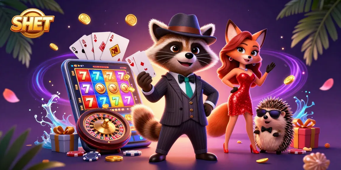 Experience the excitement of SH BET with characters playing classic casino games in a vibrant scene.
