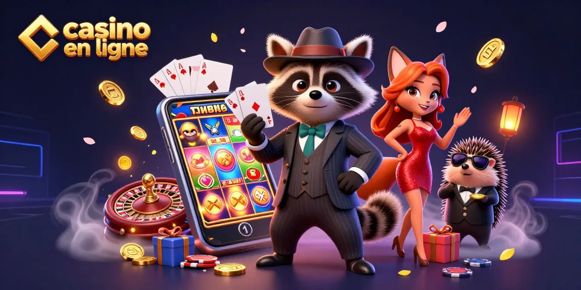 Plongez dans le monde du casino en ligne avec des personnages animés captivants et des éléments de jeu.