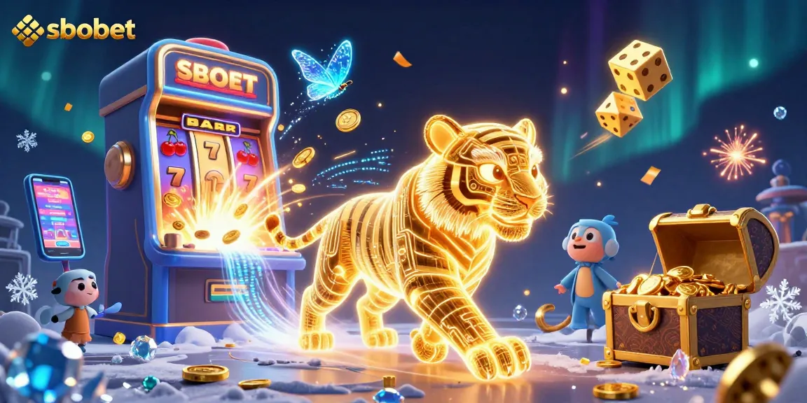 Experience sbobet's thrilling betting with a vibrant digital casino scene filled with excitement