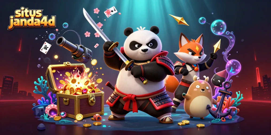 Gambar si panda samurai dari situs janda4d berjuang di dunia kasino dengan efek 3D yang menakjubkan.