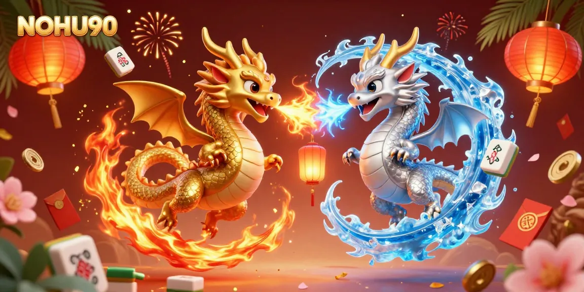 Engage with NOHU90's thrilling casino experience featuring dynamic dragons and vibrant game elements.