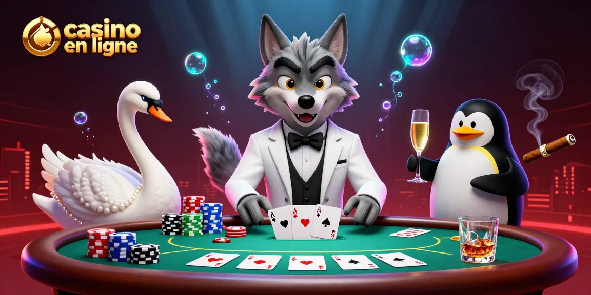 Participez à une action de casino en ligne palpitante avec notre illustration 3D dynamique mettant en scène des personnages animés.
