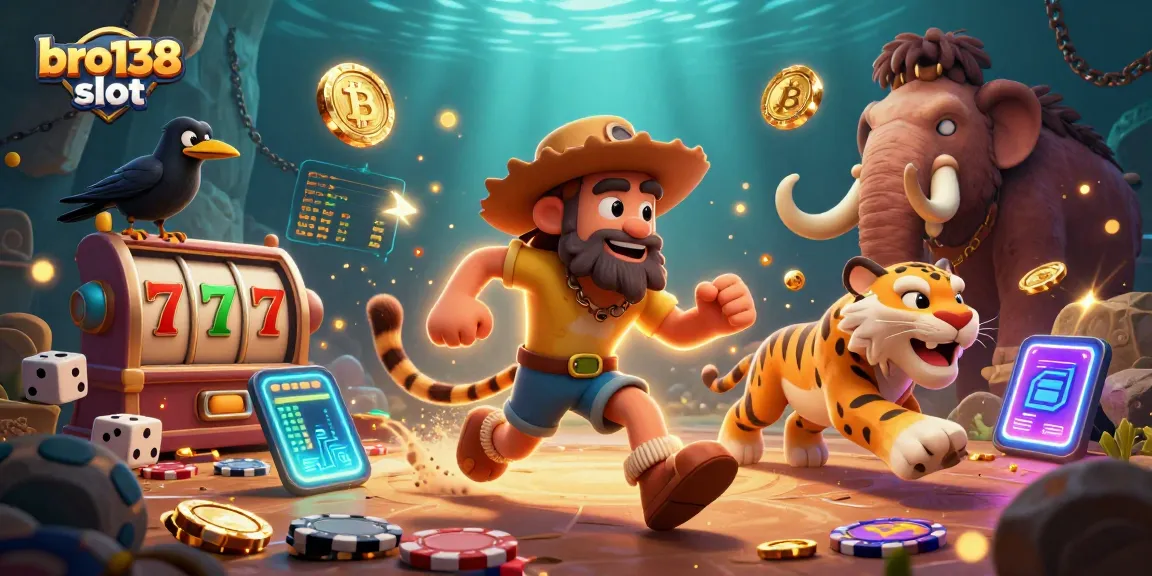Engage with bro138 slot featuring a vibrant prehistoric casino scene filled with dynamic game elements.