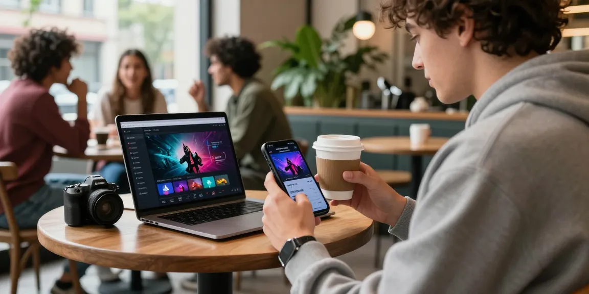 Akses LUXURY111 Login di kafe trendy dengan smartphone dan laptop, menghidupkan suasana sosial.