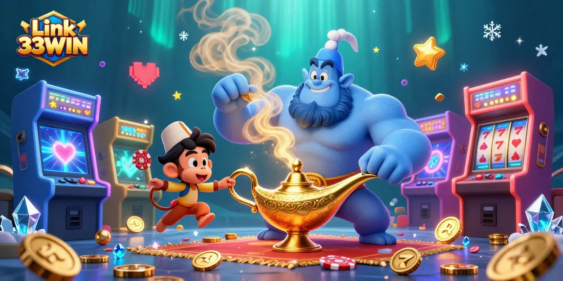 Enhance your gaming experience with Link 33WIN casino featuring dynamic 3D characters and vibrant slot elements.