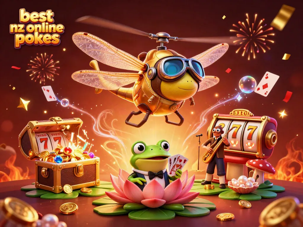 Engage in the best nz online pokies with magical 3D characters in a vibrant casino scene.