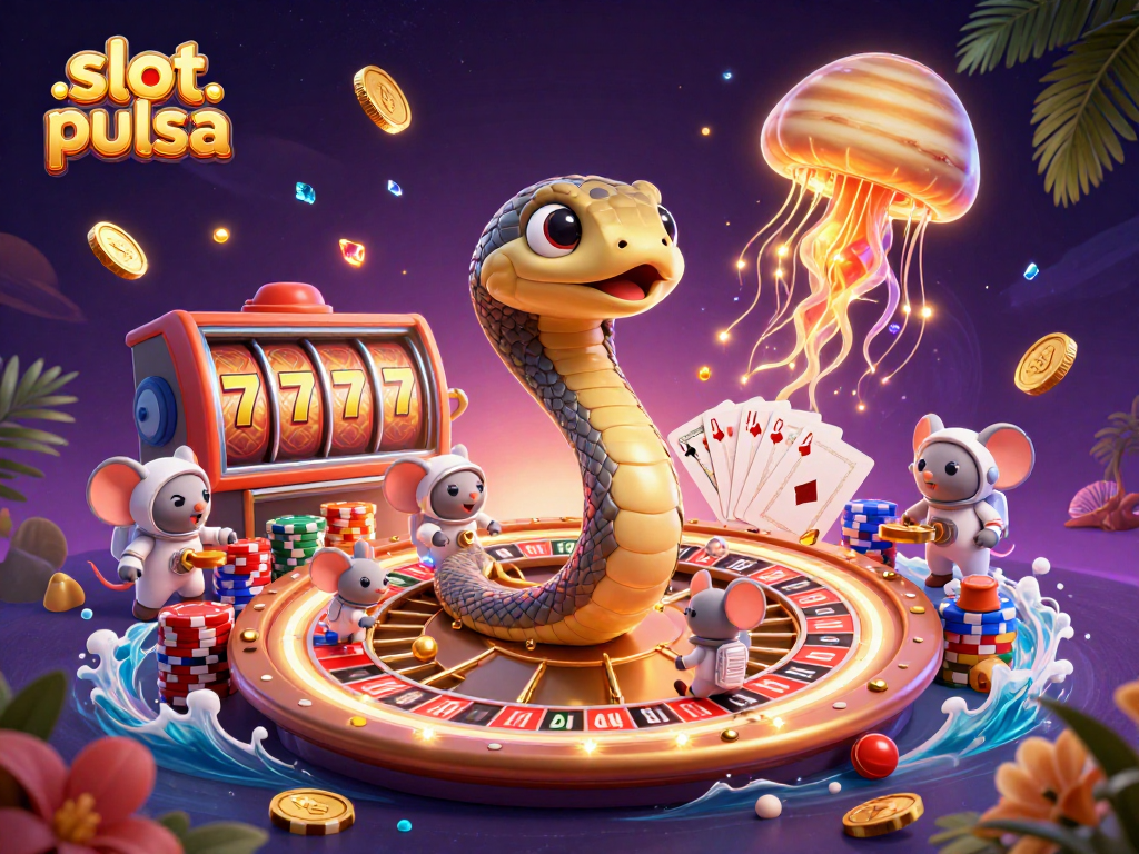 Experience thrilling gameplay with slot pulsa in a vibrant 3D casino scene with dynamic characters.