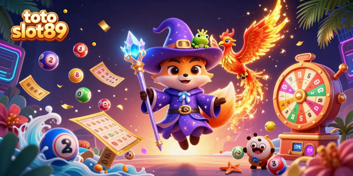 Play the engaging toto slot89 game amidst vibrant casino elements and characters.