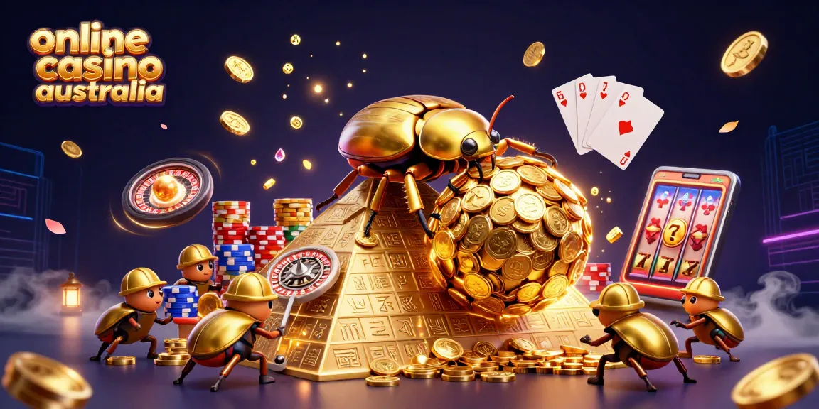 Experience the thrill of winning at online casino australia with golden coins, jackpot symbols, and vibrant casino elements.