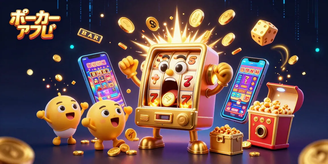 ポーカーアプリで遊びながらジャックポットを獲得し、驚くゴールデンスロットマシンのシーン