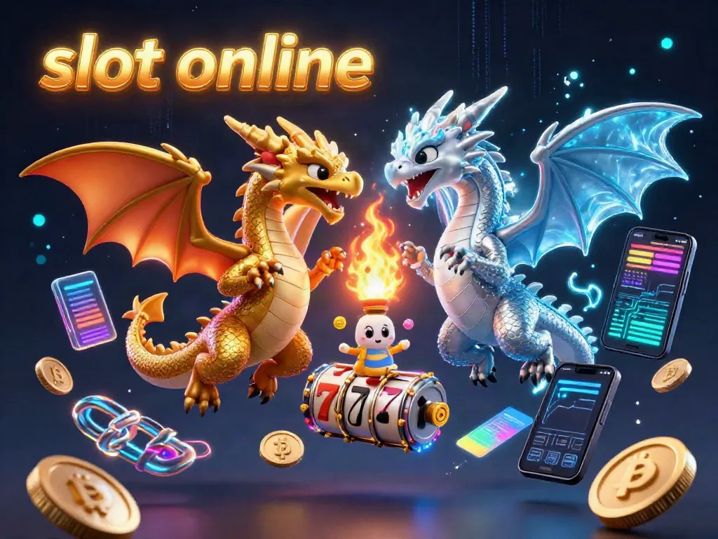 Spin to win with vibrant slot online visuals showcasing playful dragons and dynamic crypto elements.