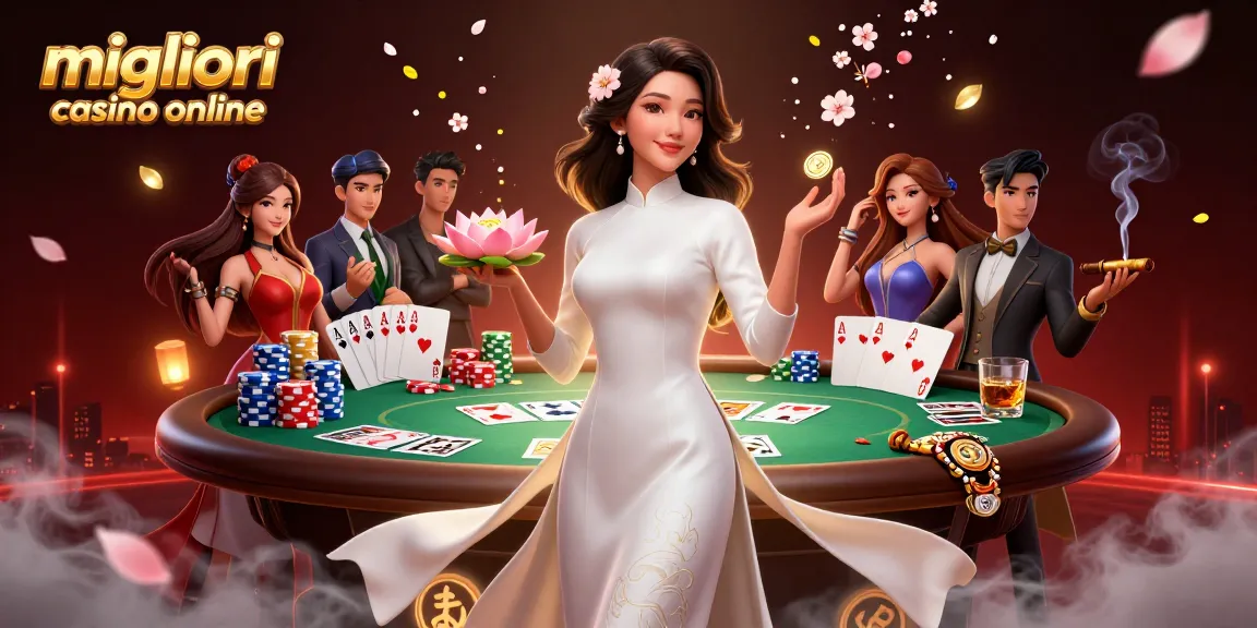 Migliori casino online: Vivi l'emozione con una donna asiatica in un elegante ao dai, scena dinamica di poker.
