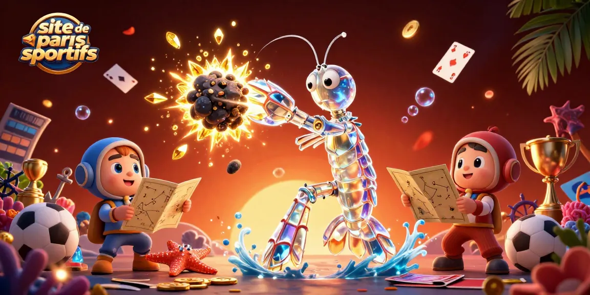 Pariez avec le site de paris sportifs sur une scène animée remplie de trophées et de ballons de sport scintillants.