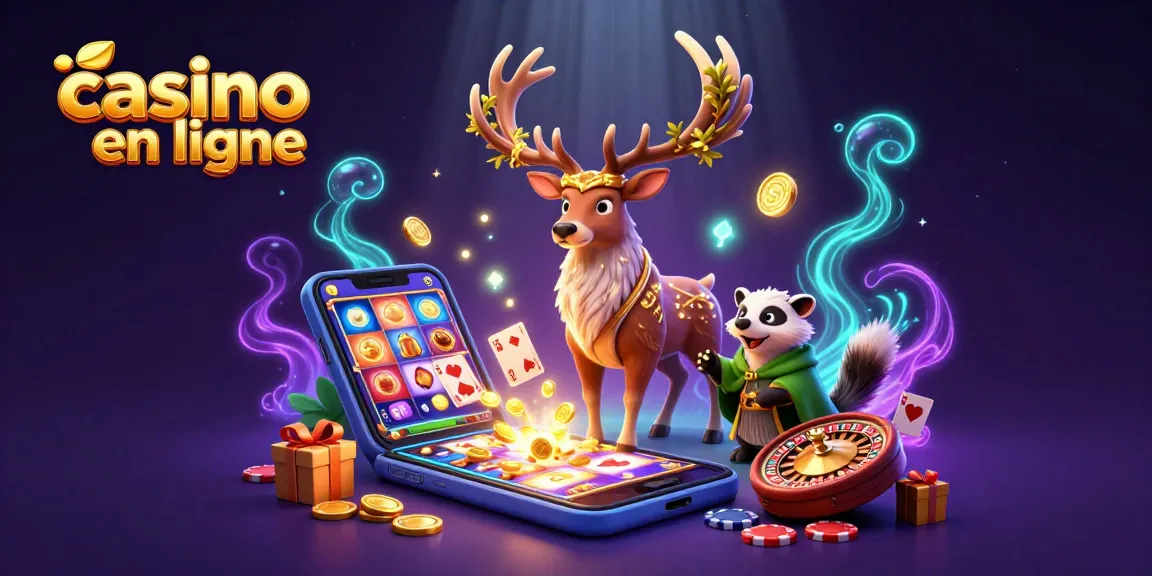 Vivez l'excitation des casinos en ligne avec une scène 3D vibrante mettant en vedette des machines à sous tournantes et des personnages animés.