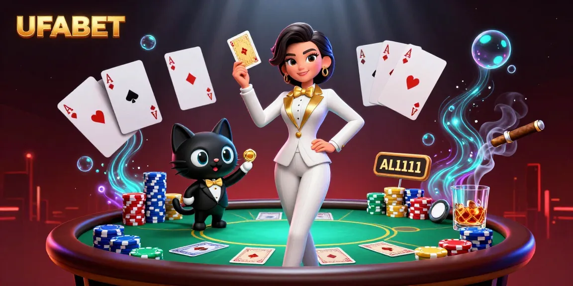 Experience thrilling poker with UFABET featuring glamorous characters and vivid casino elements.