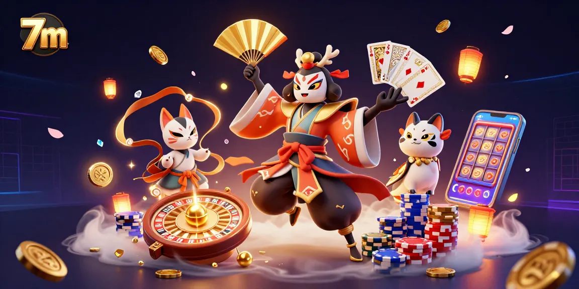 Experience thrilling gameplay with 7m amidst cascading coins and vibrant characters in a rich casino scene.