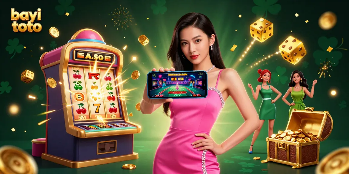 Bayi toto player engaging with interactive live casino game on mobile, surrounded by vivid colorful elements.
