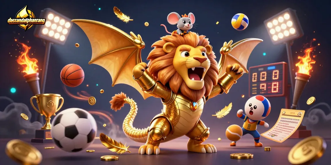 Bet and win with dacsandatphanrang, featuring a triumphant chimera in a vibrant casino scene.