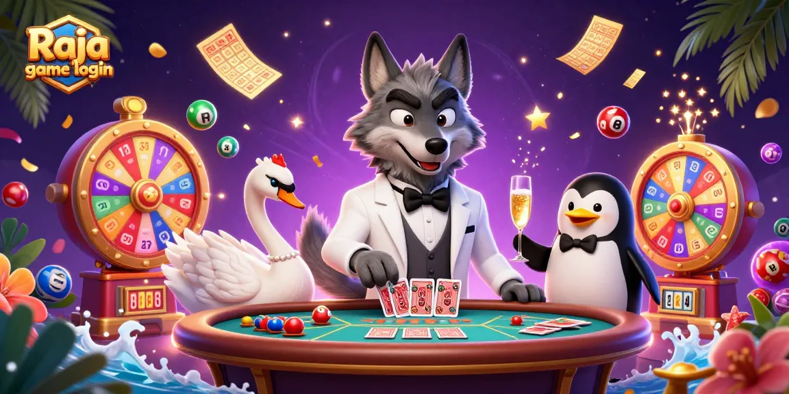 Experience Raja game login excitement with dynamic characters and vibrant casino elements.