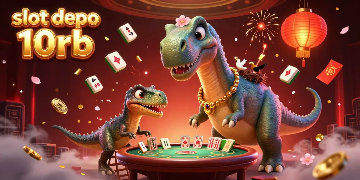 Experience excitement with slot depo 10rb as a massive brontosaurus oversees a tiny poker game below.