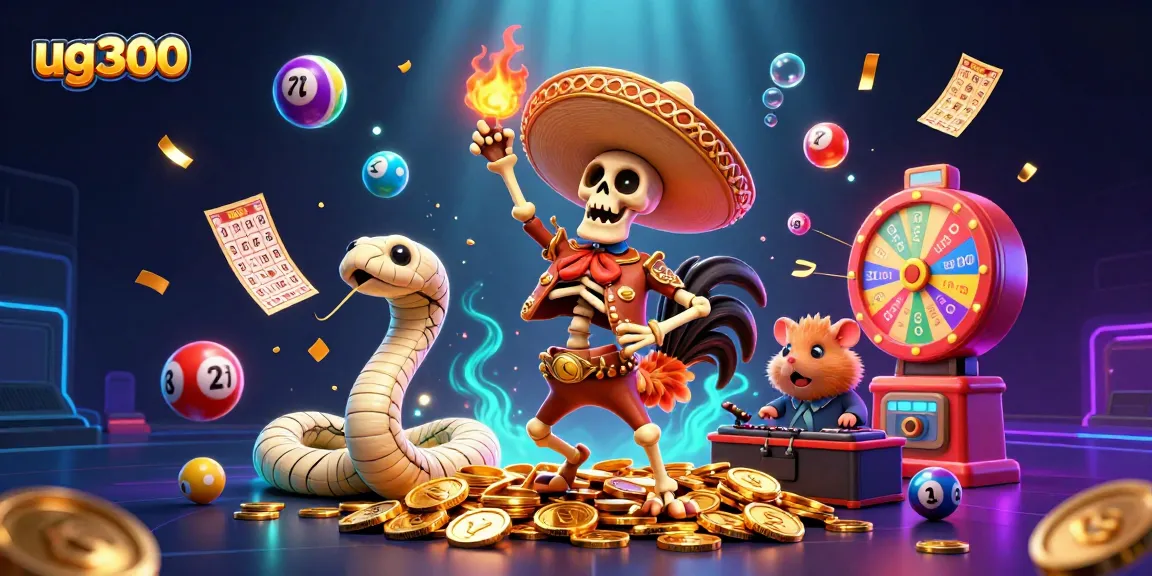 Menampilkan karakter ug300 dalam ilustrasi kasino 3D yang dinamis dan menarik.